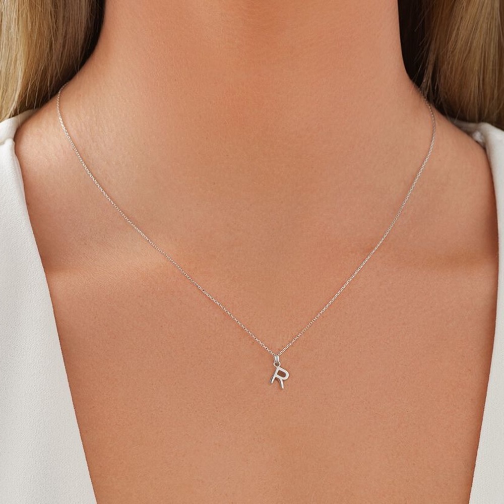 "R" Initial Pendant & Chain in Sterling Silver by Michael Hill